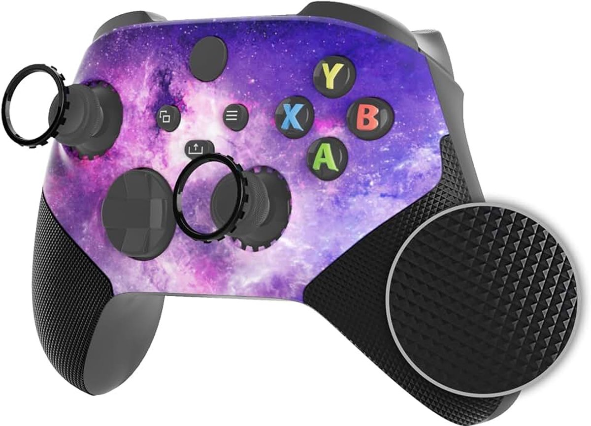 EXtremeRate ASR Versie Hoes Cover voor Xbox Series X Controller met Ringen,Rubberen Grepen Behuizing Faceplate Vervanging voor Xbox Series S Controller Model 1914-Nevel Galaxy
