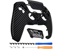 EXtremeRate LUNA Voorkant voor ps5 Controller BDM-010/020/030/040/050 | Vervanging Behuizing met Touchpad,Ringen Shell voor ps5 Controller,Graphite Carbon Fiber