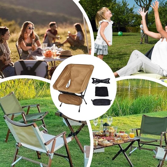 Campingstoel Opvouwbaar - Strandstoel Rugsteun - Ontspannen Buiten - Lichtgewicht Aluminium - 58 x 52 x 66 cm - Kaki — afbeelding 2