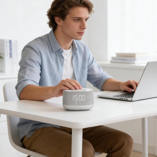 Geluidsmachine Slaap - Witte Ruis Apparaat - Ontspannend Slapen - Intelligent Ademend Licht - Compact Ontwerp - Zwart — afbeelding 3