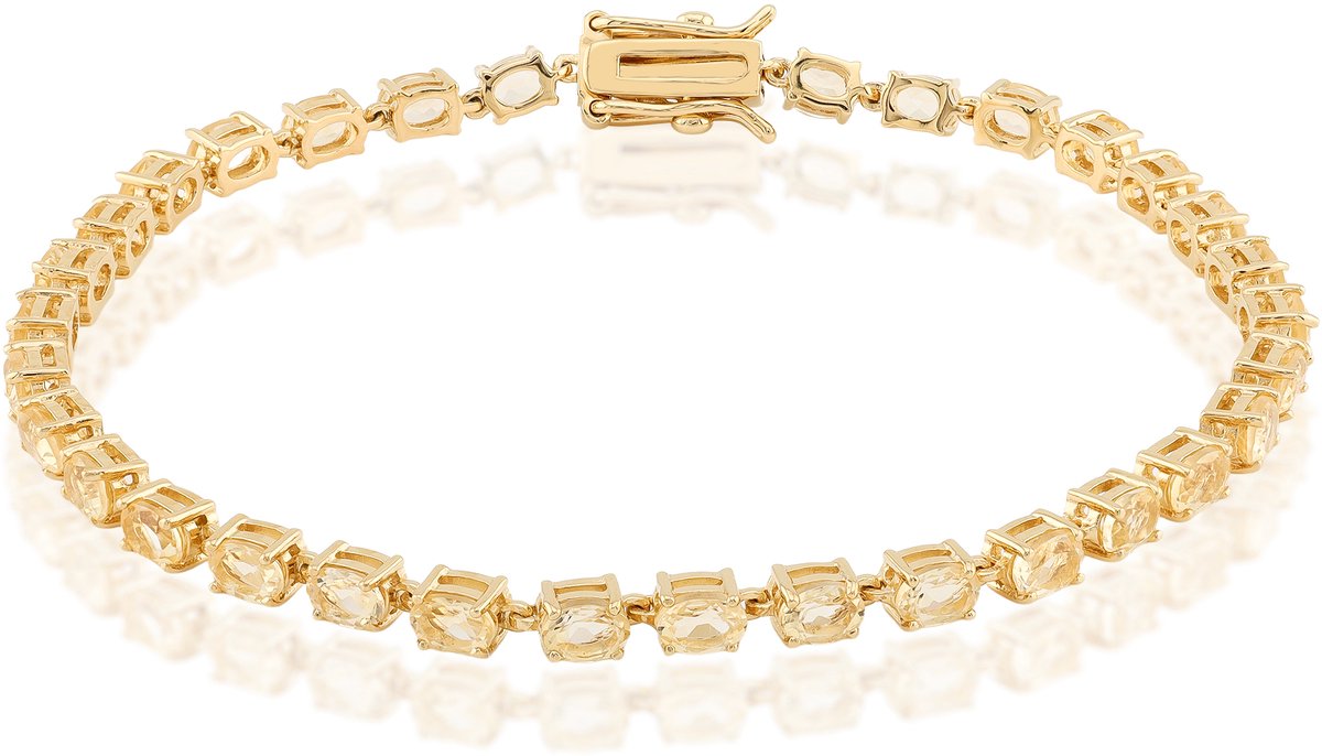 Cavill - 925 Sterling Zilver Armband - 4,464 ct Braziliaanse Ovale Citrien - 18K Goud Verguld - Elegante Handgemaakte Damesarmband