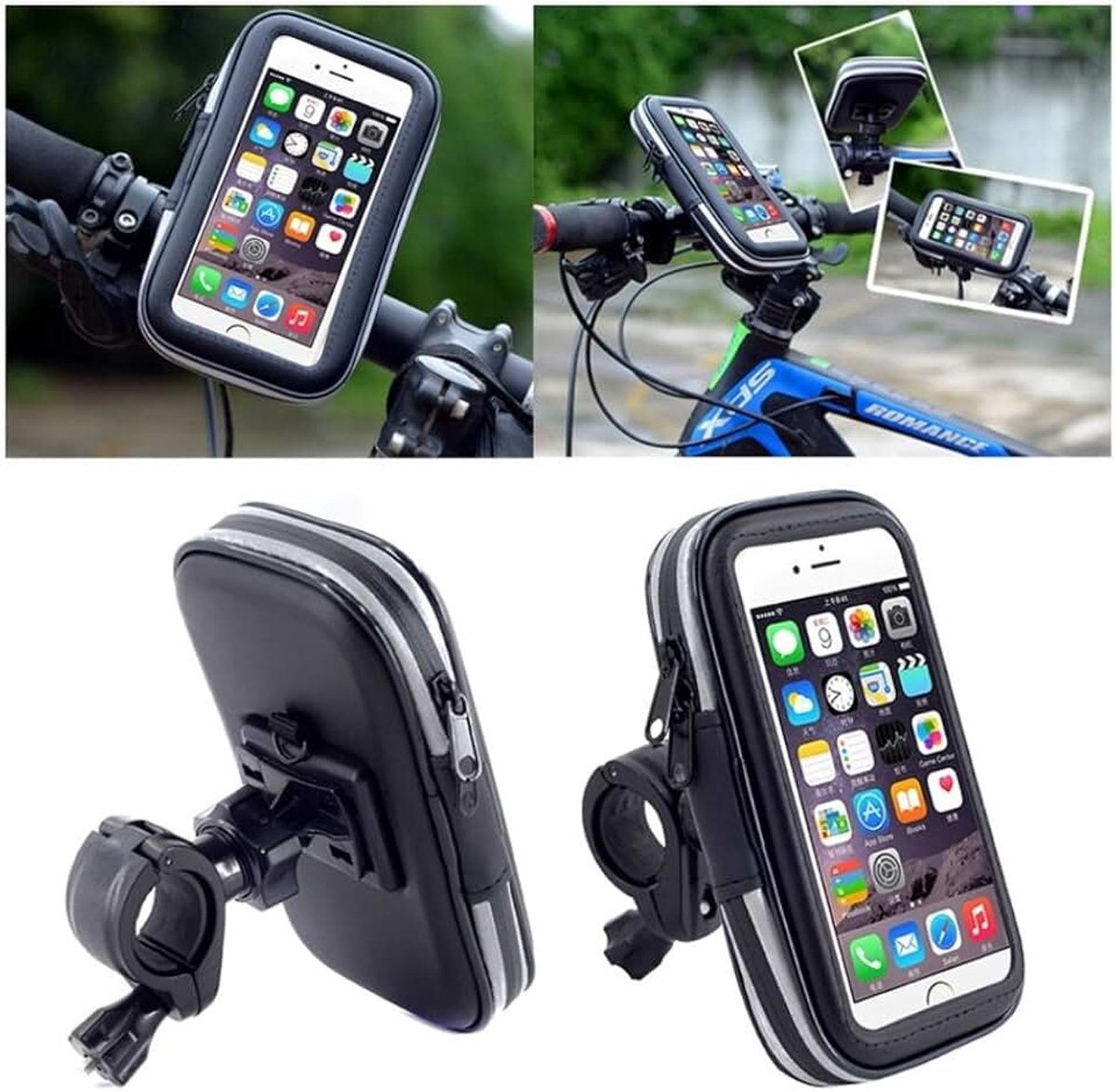 Reflecterende ondersteuning voor motorfietsstuur en draaibare waterdichte 360 voor ZTE Sonata 3 - zwart