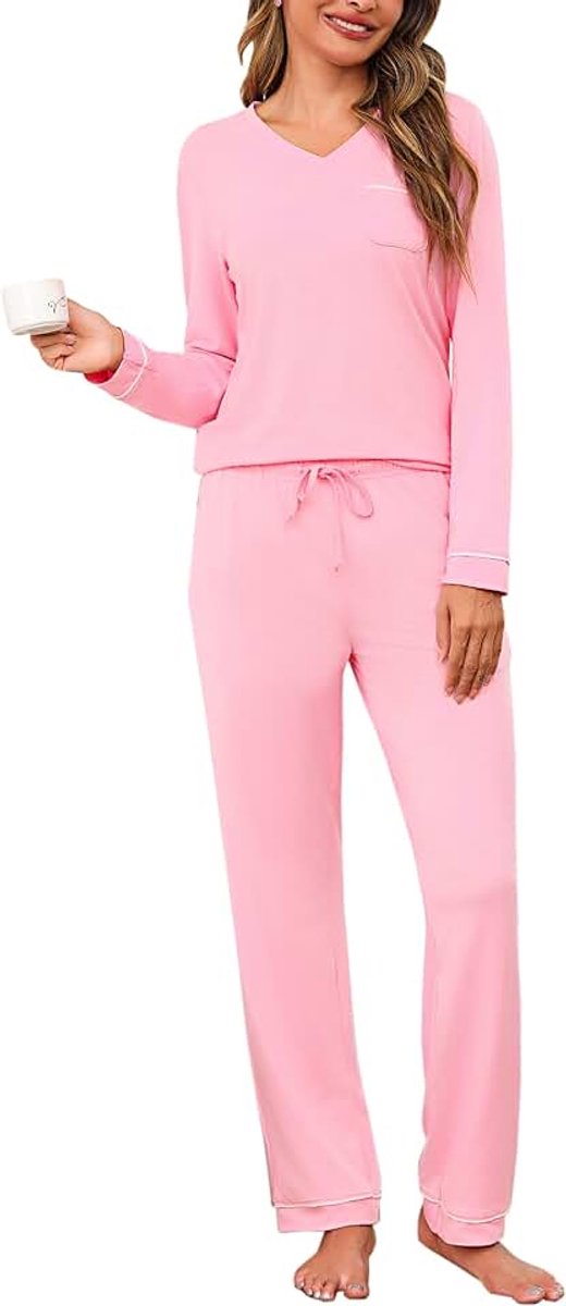 Pyjama dames lange katoenen tweedelige pyjama set zomer sleepwear gestreept korte mouwen nachtkleding met zak