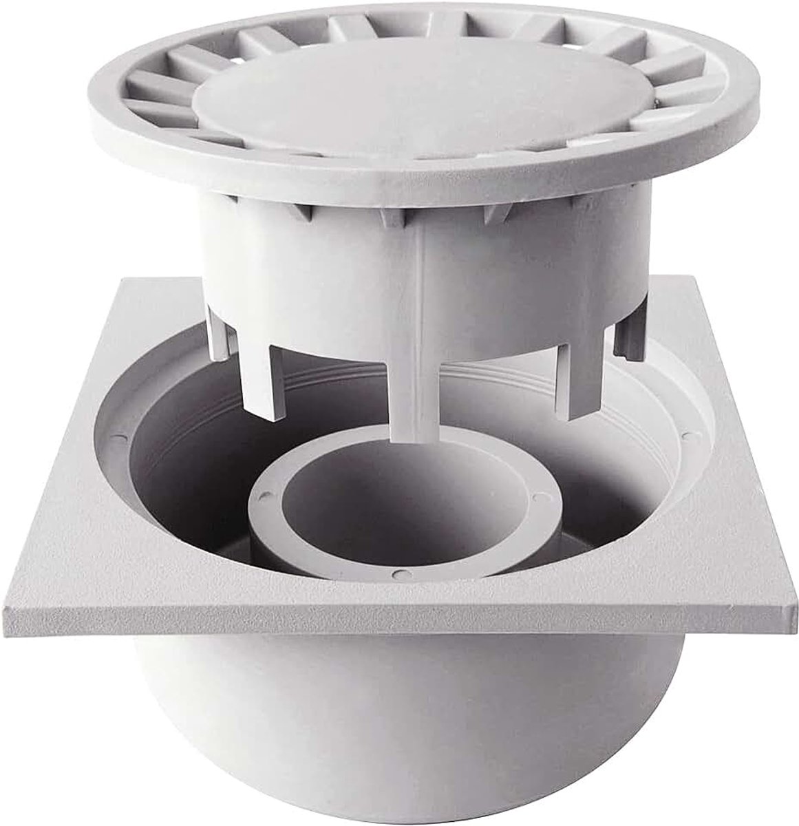 Bricoloco sifonische spoelbak, verticale afvoer, voor terras en buiten, pvc, met afneembaar rooster (15 x 15 cm)