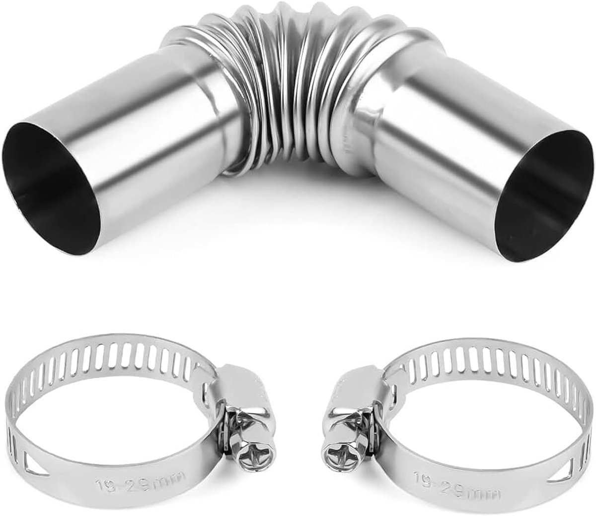 Afvoerbuis hoekverbinder, 25 mm autoverwarming uitlaatpijp gasontluchtingsslang standkachel met twee roestvrijstalen klemmen, voor stroomgenerator diesel verwarming