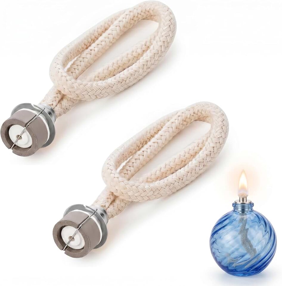 Vervangende lonten katalytische brander compatibel met alle geuren olielampen luchtregeling zuivert de omgevingslucht aromatherapie voor thuis kantoor hotelveilig 18 mm zilver Set van 2