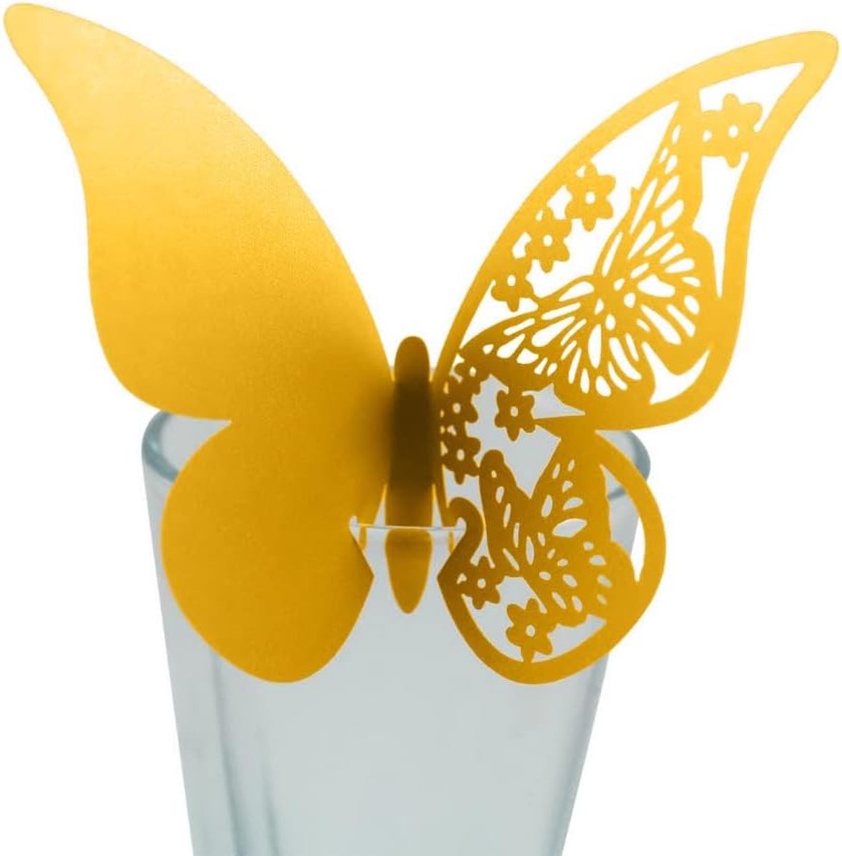zalati Butterfly Place Cards 50 stuks wijn champagne glas holle papieren kaart voor bruiloft partij decoratie - goud