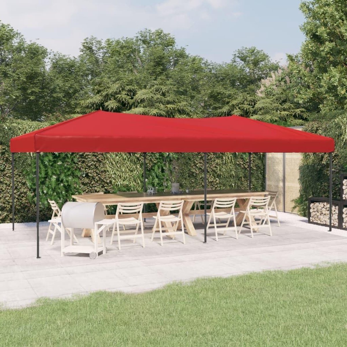 Opvouwbare Partytent - Feesttent Paviljoen - Buitenfeesten Organiseren - UV Waterafstotend - 3 x 6 Meter - Rood