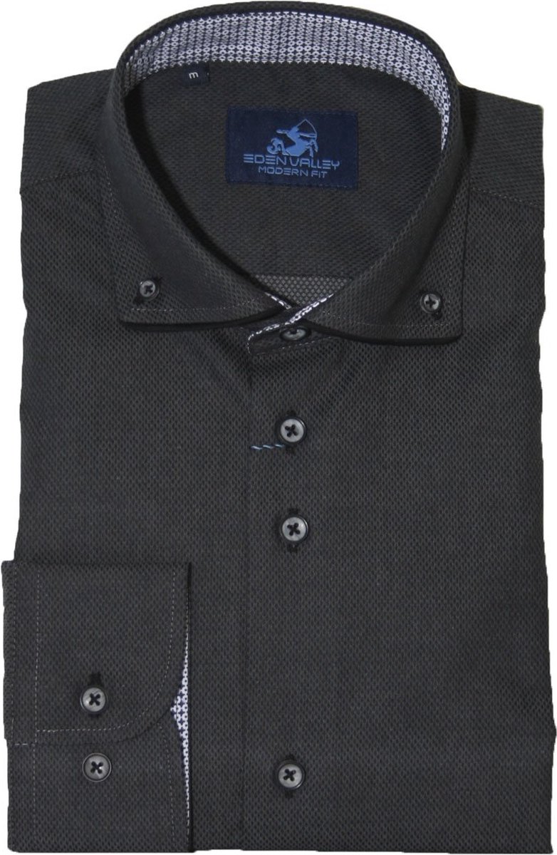 Eden Valley Lange mouw Overhemd - 514608-Modern Zwart (Maat: XL)