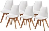 BJORN Set van 6 stoelen met beukenhouten poten - Faux Wit - L 48,5 x D 58 x H 83 cm