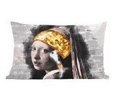 Sierkussens - Kussentjes Woonkamer - 50x30 cm - Meisje met de parel - Vermeer - Collage