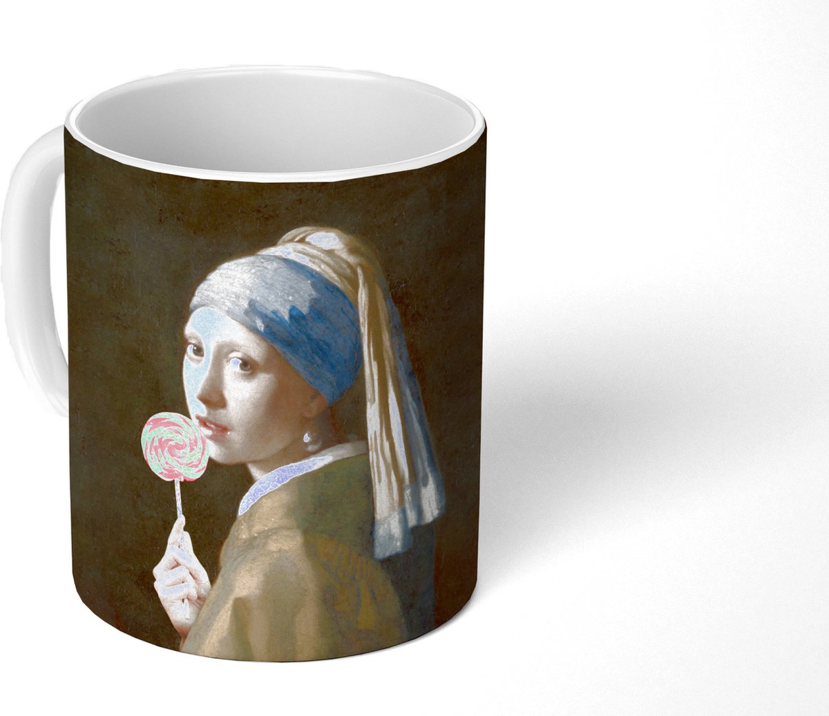 Mok - Koffiemok - Schilderij - Meisje met de parel - Snoep - Mokken - 350 ML - Beker - Koffiemokken - Theemok