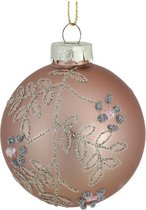 Oneiro's luxe kerstballen BLOEM Multi  –ø60 mm-  kerstbal - luxe verpakking – kerstcollectie – kerstdecoratie – kerstboomhanger – kerstversiering – rood – zwart – groen - wit