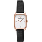 Emporio Armani Gioia AR11390 Horloge - Leer - Zwart - Ø 26.5 mm