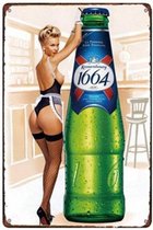 Retro Muur Decoratie uit Metaal Pinup Bier 20x30cm 3457