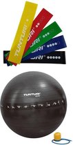 Tunturi - Fitness Set - Weerstandsbanden 5 stuks - Gymball Zwart met Anti Burst 55 cm