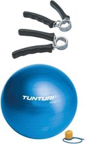 Tunturi - Fitness Set - Knijphalters 2 stuks - Gymball Blauw 65 cm
