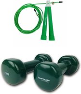 Tunturi - Fitness Set - Vinyl Dumbbell 2 x 2 kg - Springtouw Groen