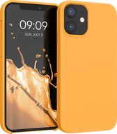 kwmobile telefoonhoesje voor Apple iPhone 12 mini - Hoesje met siliconen coating - Smartphone case in goud-oranje