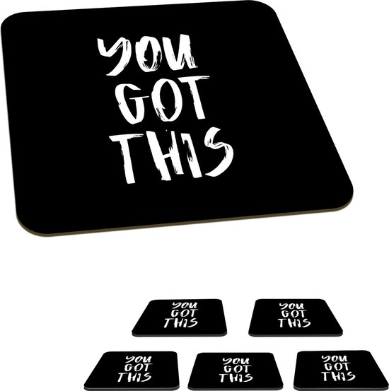 Sous- Sous-verres pour verres - Proverbes - Citations - You got this - 10x10 cm - Sous-verres en verre - 6 pièces