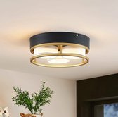 Lindby - LED plafondlamp - 3 lichts - metaal, stof - H: 11 cm - GU10 - , goud, wit - Inclusief lichtbronnen