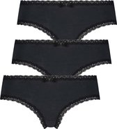 Hunkemöller Dames Lingerie 3-pack brazilian short Katoen Georgia - Zwart - maat S