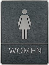 Pictogram infobord met braille - 15cm x 20cm - Zelfklevend - type: Vrouw