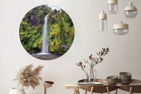 Cascade dans le Parc National de Whanganui en Océanie Cercle mural aluminium ⌀ 120 cm - impression photo sur cercle mural / cercle vivant / cercle jardin (décoration murale) XXL / Groot format!