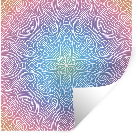 Muurstickers - Sticker Folie - Mandala met detail - 120x120 cm - Plakfolie - Muurstickers Kinderkamer - Zelfklevend Behang XXL - Zelfklevend behangpapier - Stickerfolie