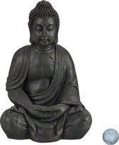 Relaxdays boeddha beeld - 70 cm hoog - tuindecoratie - tuinbeeld - Boeddhabeeld - zittend - Zand