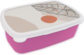 Broodtrommel Roze - Lunchbox - Brooddoos - Zomer - Oranje - Blad - 18x12x6 cm - Kinderen - Meisje