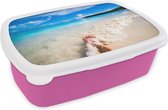 Broodtrommel Roze - Lunchbox - Brooddoos - Strand - Zand - Voeten - 18x12x6 cm - Kinderen - Meisje