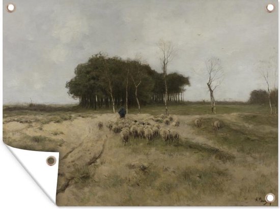 Tuinschilderij Heide bij Laren - Anton Mauve - 80x60 cm - Tuinposter - Tuindoek - Buitenposter