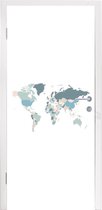 Deursticker Wereldkaart - Pastel - Landen - 85x215 cm - Deurposter