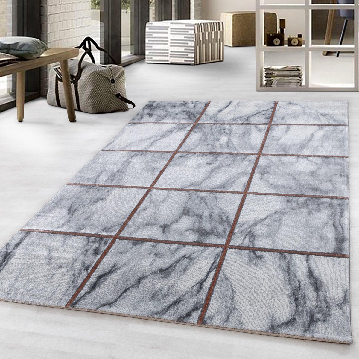 Roze Tapijt Laagpolig Vloerkleed - 120x170cm- Modern - Woonkamer - Salon - Slaapkamer - Eetkamer