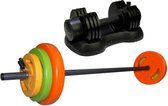 Tunturi - Fitness Set - Verstelbare Dumbbellset 12,5 kg - Halterset 20 kg incl stang