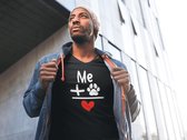 Me + My Dog = Love T-Shirt,Hondenliefhebber T-Shirt,Hondenbezitters Cadeau, Uniek Cadeau Voor Hondenliefhebbers, Unisex V-Hals Tee,D002-022B, S, Zwart