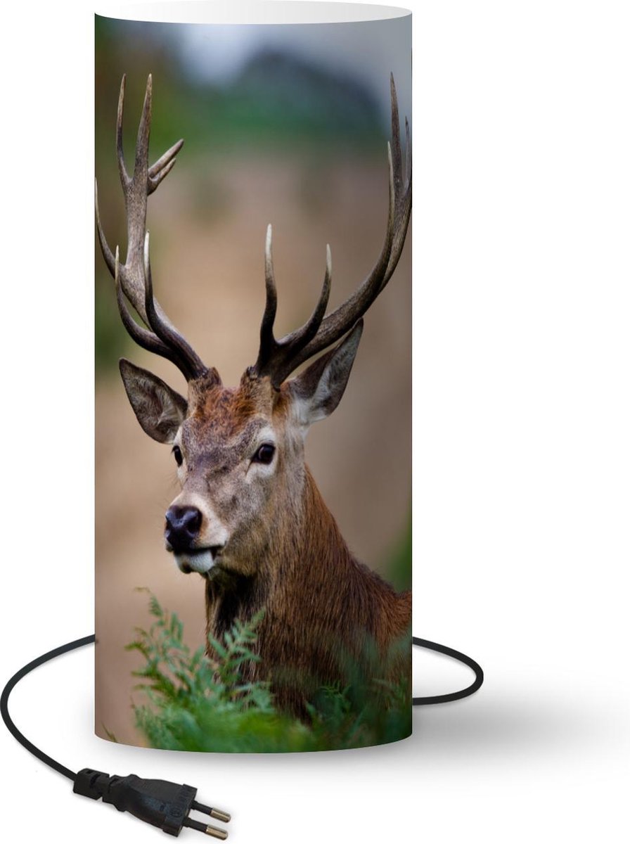 Lamp - Nachtlampje - Tafellamp slaapkamer - Hert - Dieren - Varens - 70 cm hoog - Ø29.6 cm - Inclusief LED lamp