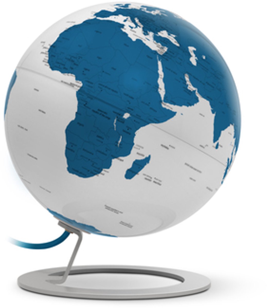 Globe iGlobe licht blauw 25cm diameter metaal/chroom