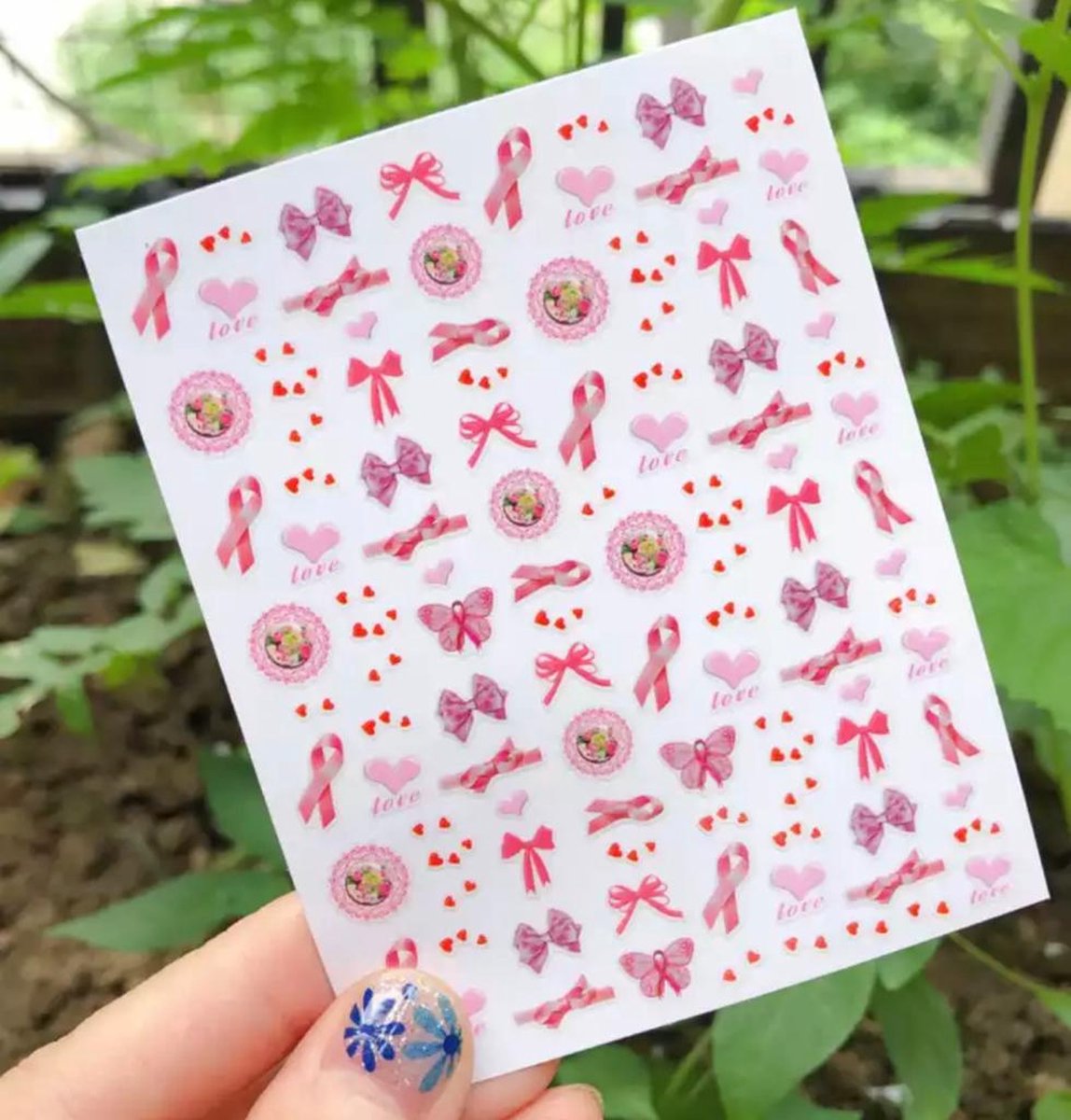 Goedkoopste GoedeDoelen.Shop | Nagelstickers Pink Ribbon Hearts | Nail Art | Nagelstudio | Pink Ribbon Nagelsticker | Ribbon | Borstkanker Awareness | Nagels