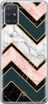 Samsung A51 hoesje siliconen - Marmer triangles | Samsung Galaxy A51 case | multi | TPU backcover transparant