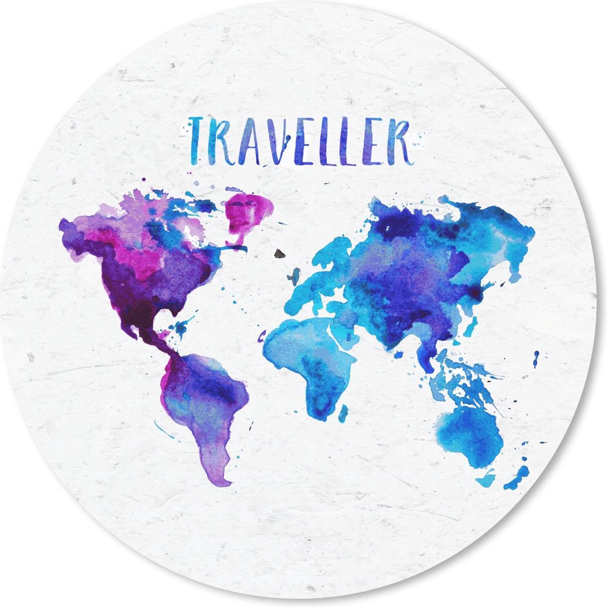 Muismat rond 30x30 cm - Mousepad Wereldkaart - Aquarelverf - Reizen - Ronde muismatten