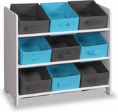 Alice's Garden Opbergkast Camille - voor kinderen - 9 grijze en blauwe manden - Wit