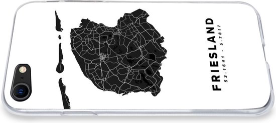 Coque iPhone SE 2020 - Friesland - Carte routière Pays- Nederland - Wit - Siliconen