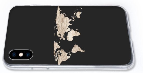 Coque iPhone Xs - Carte du Wereldkaart - Foin - Marron - Coque de téléphone en Siliconen