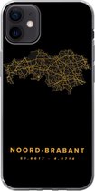 Geschikt voor iPhone 12 mini hoesje - Noord-Brabant - Kaart - Goud - Siliconen Telefoonhoesje