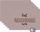 Placemat - Placemats kunststof - Oma - Quotes - Spreuken - Best grandma ever - 45x30 cm - 6 stuks - Hittebestendig - Anti-Slip - Onderlegger - Afneembaar
