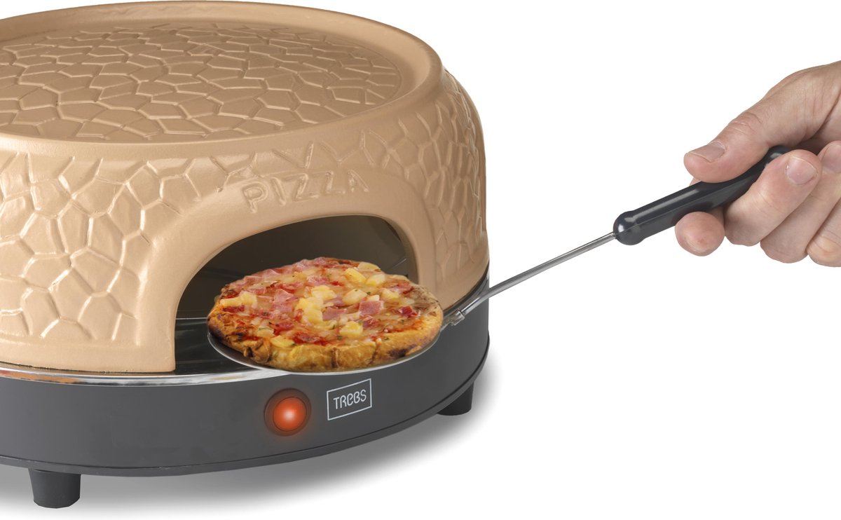 Produktbild von Trebs Pizzagusto Pizzaofen Mit Terrakotta-Kuppel: 1000 Watt, Für 8 Personen, Backt In 5-7 Minuten