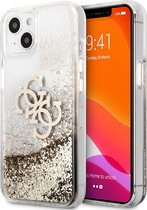 Transparant hoesje van Guess - Hardcase Backcover - iPhone 13 Mini - Big 4G Logo - Gold Liquid Glitter