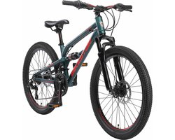 Bikestar 24 inch Alu MTB Fully, 21 speed, groen